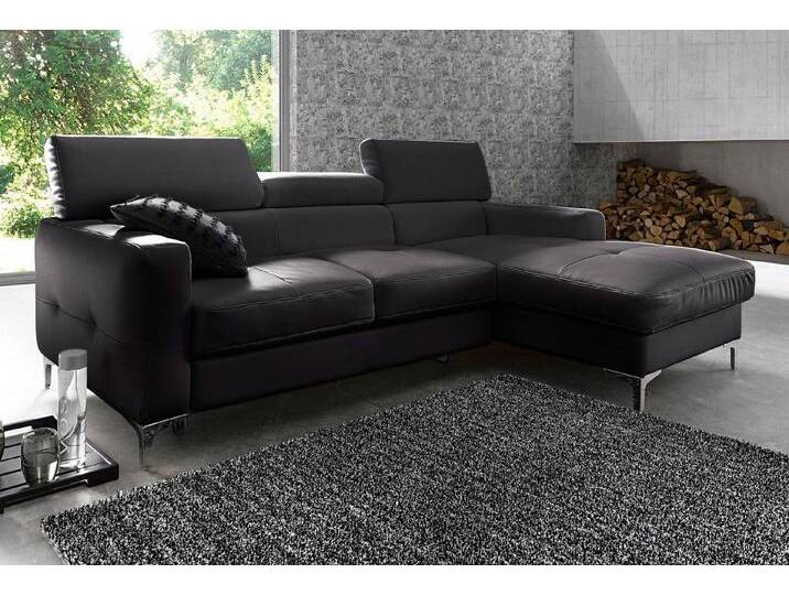 COTTA Polstergarnitur Sammy L-Form, (Set), Set bestehend aus: Ecksofa mit Kopfteilverstellung & Hocker, schwarz, ohne Bettfunktion, schwarz von Cotta