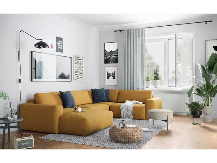 COTTA Wohnlandschaft Lasso, mit wasserabweisendem Stoff, gelb, mustard von Cotta