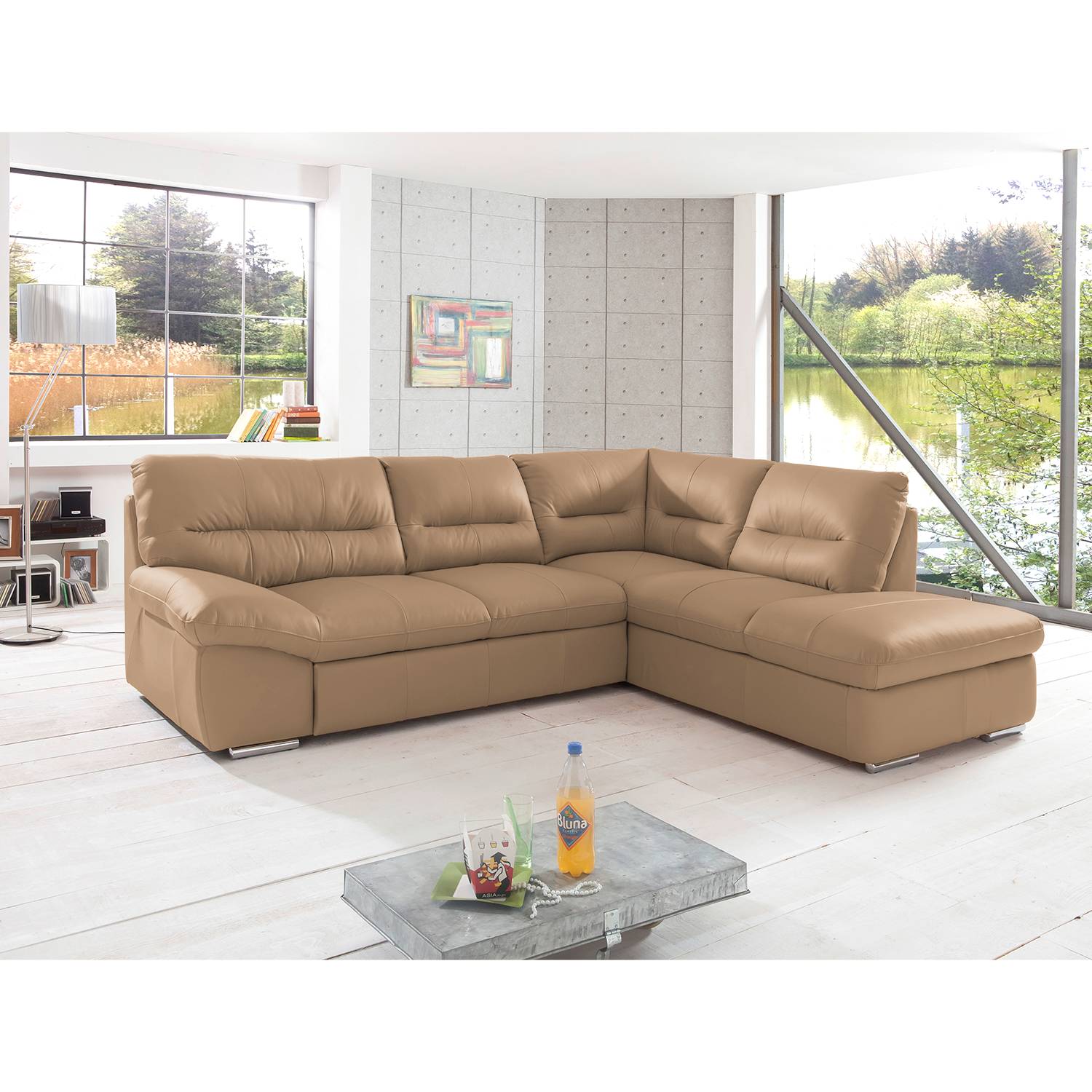 Cotta Ecksofa Doug Braun Echtleder 268x87x216 cm von Cotta