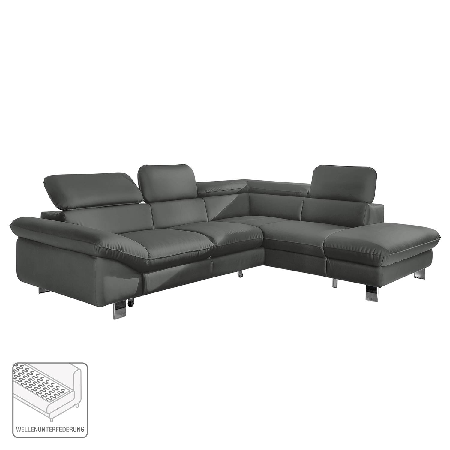 Cotta Ecksofa Waiho Dunkelgrau Kunstleder 266x73x214 cm (BxHxT) mit Schlaffunktion/Bettkasten Modern von Cotta