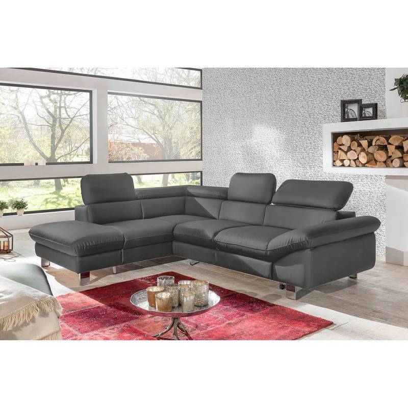 Cotta Ecksofa Waiho Dunkelgrau Kunstleder 266x73x214 cm (BxHxT) mit Schlaffunktion/Bettkasten Modern von Cotta