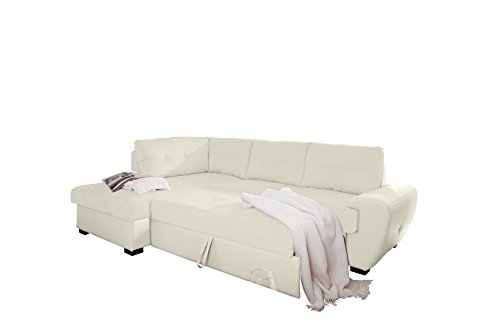 Cotta Otm/BK-2F Ecksofa, Sitz+Rücken Strukturgewebe, 100% Korpus Kunstleder PU, 64% Polyurethan, 25% Polyester, 11% Baumwolle, 174 x 244 x 88 cm, cream von Mivano