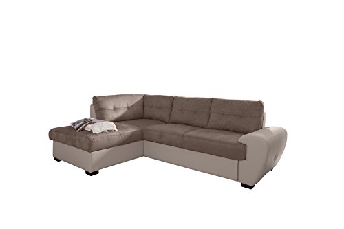 Cotta Otm-2 Ecksofa, Sitz+Rücken Strukturgewebe soft, 100% Korpus Kunstleder PU, 64% Polyurethan, 25% Polyester, 11% Baumwolle, 174 x 244 x 88 cm, taupe/hell beige von Mivano