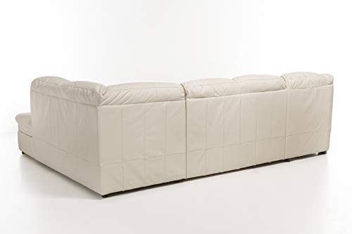 Cotta Sofa, Echtleder, Weiß, 313 x 98 x 232 cm von Mivano