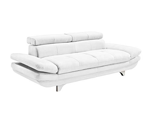Mivano 3er-Ledersofa Enterprise / Dreisitzer Kunstleder-Couch mit Armteilfunktion und Kopfteilverstellung / 233 x 72 x 104 / Lederimitat, weiß von Mivano