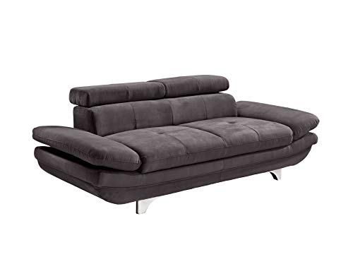 Mivano Zweisitzer-Sofa Enterprise / 2er-Couch mit Armteilfunktion und Kopfteilverstellung / 218 x 72 x 104 / Mikrofaser-Bezug, dunkelgrau von Mivano