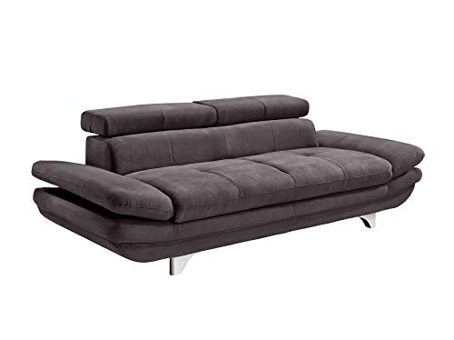 Mivano 3er-Sofa Enterprise / Dreisitzer-Couch mit Armteilfunktion und Kopfteilverstellung / 233 x 72 x 104 / Mikrofaser-Bezug, dunkelgrau von Mivano