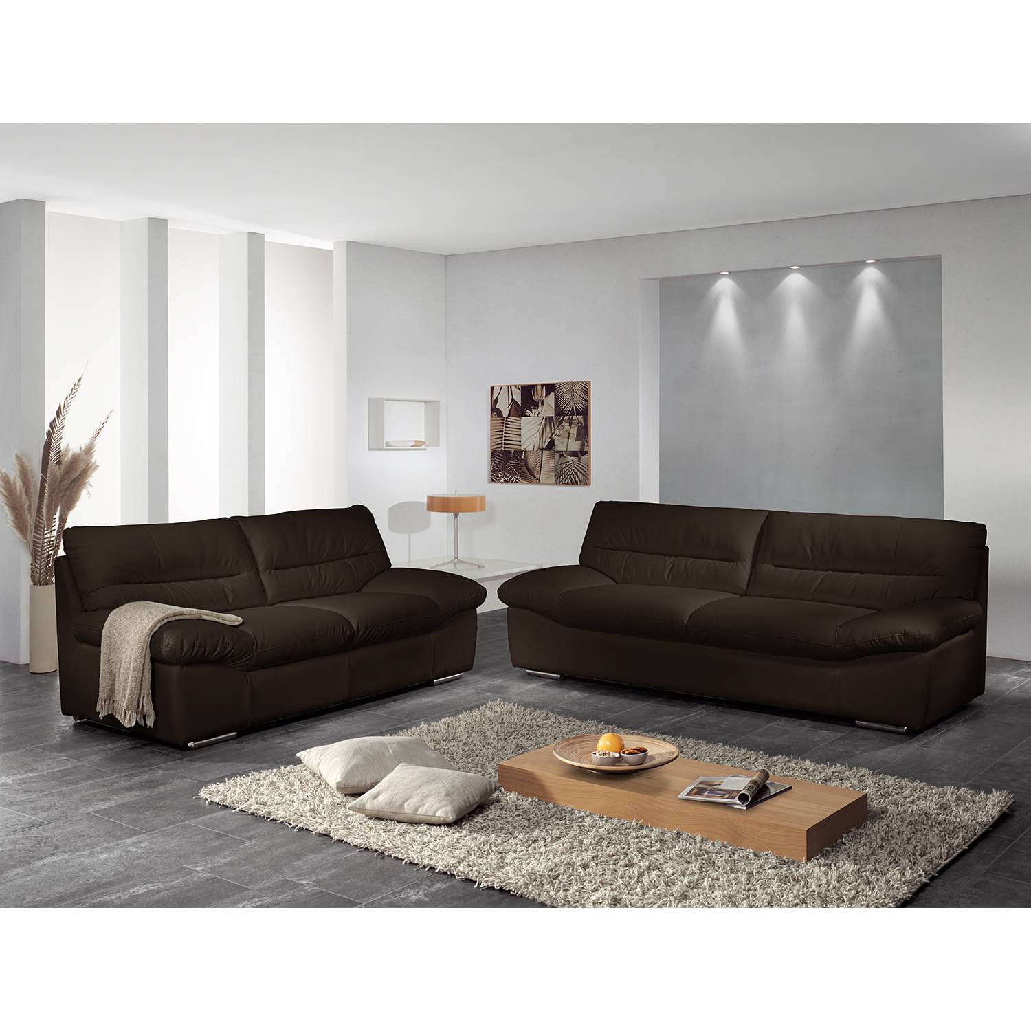 Cotta Sofa Doug 2-Sitzer Dunkelbraun Echtleder 198x87x100 cm (BxHxT) Modern von Cotta