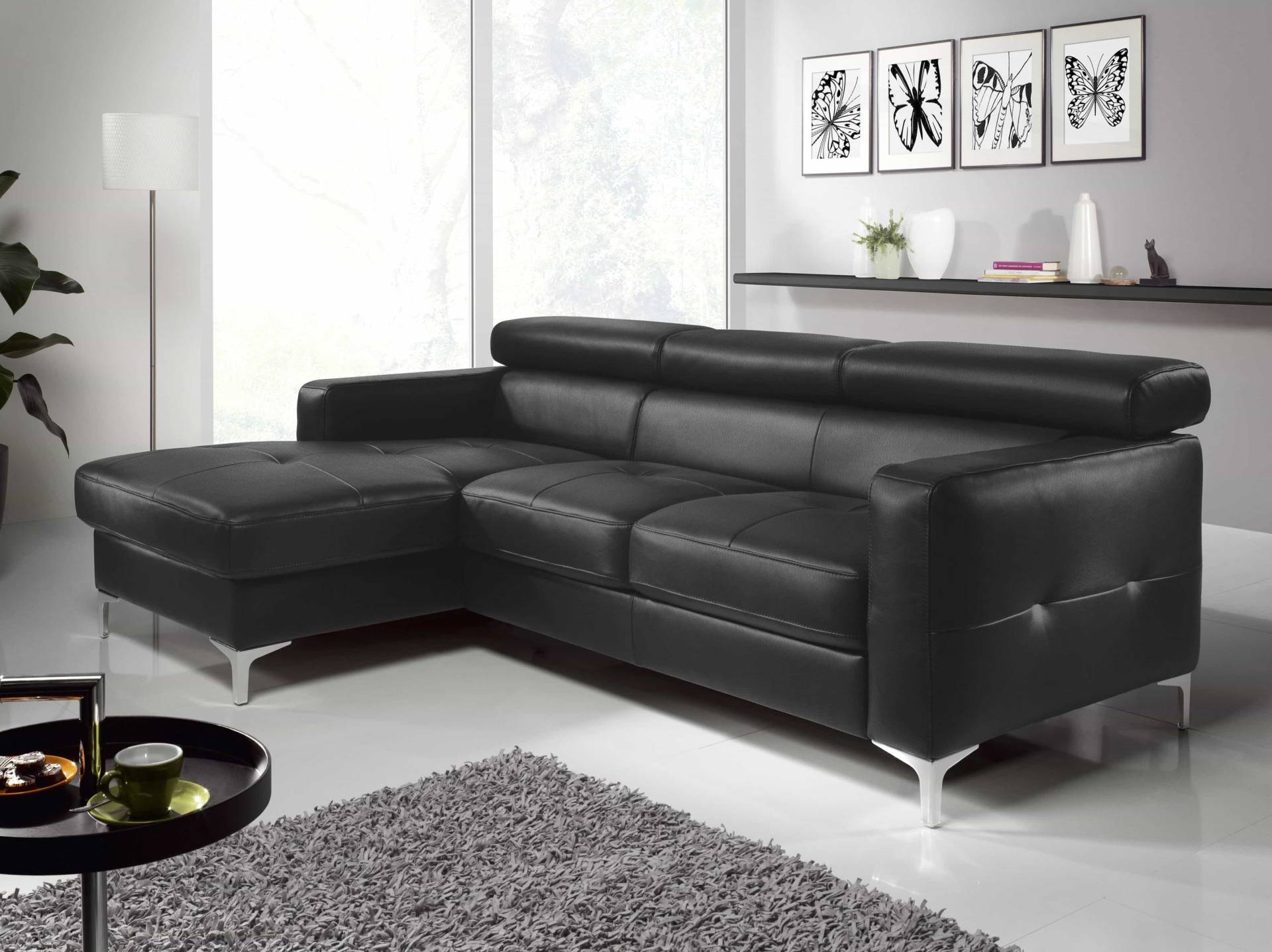 Echtleder Ecksofa Sammy mit Recamiere & Schlaffunktion – Cotta von Cotta