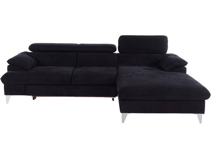 Ecksofa COTTA Caluso L-Form , grau (lava), B:254cm H:74cm T:167cm, NaturLEDER (echtes Rindsleder) in Sitz und Rücken. Korpus in passendem Kunstleder SOFTLUX bezogen, Microfaser PRIMABELLE (100% Polyester), Kunstleder SOFTLUX, Sofas, mit Kopfteilverstellung, wahlweise mit Bettfunktion & Bettkasten von Cotta