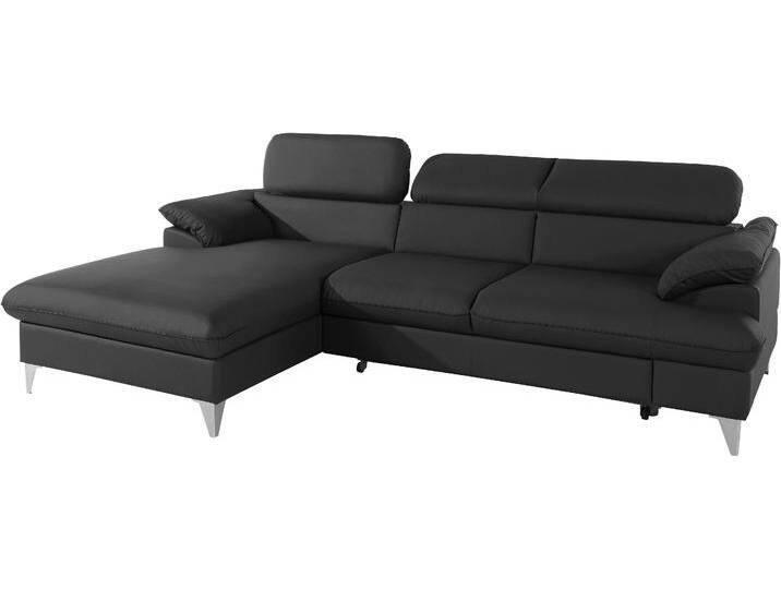 Ecksofa COTTA Caluso L-Form , schwarz, B:254cm H:74cm T:167cm, NaturLEDER (echtes Rindsleder) in Sitz und Rücken. Korpus in passendem Kunstleder SOFTLUX bezogen, Microfaser PRIMABELLE (100% Polyester), Kunstleder SOFTLUX, Sofas, mit Kopfteilverstellung, wahlweise mit Bettfunktion & Bettkasten von Cotta