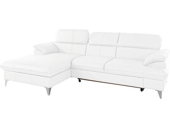 Ecksofa COTTA Caluso L-Form , weiß (altweiß), B:254cm H:74cm T:167cm, NaturLEDER (echtes Rindsleder) in Sitz und Rücken. Korpus in passendem Kunstleder SOFTLUX bezogen;Microfaser PRIMABELLE (100% Polyester);Kunstleder SOFTLUX, Sofas, mit Kopfteilverstellung, wahlweise mit Bettfunktion & Bettkasten von Cotta