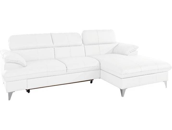 Ecksofa COTTA Caluso L-Form , weiß (altweiß), B:254cm H:74cm T:167cm, NaturLEDER (echtes Rindsleder) in Sitz und Rücken. Korpus in passendem Kunstleder SOFTLUX bezogen;Microfaser PRIMABELLE (100% Polyester);Kunstleder SOFTLUX, Sofas, mit Kopfteilverstellung, wahlweise mit Bettfunktion & Bettkasten von Cotta