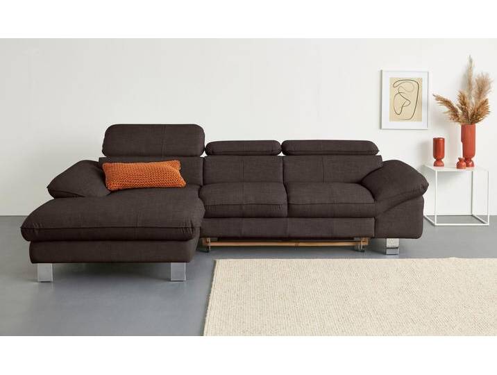 Ecksofa COTTA Driver L-Form , braun (espresso), B:268cm H:73cm T:169cm, LEDER BEEFY (ein abgedecktes Spalt-Rindsleder) im Sitz und Rücken (Korpus in Kunstleder), Luxus-Kunstleder, Kunstleder SOFTLUX, NaturLEDER (echtes Rindsleder), Rückseite mit schwarzem Spannstoff bezogen, Sofas, mit Kopfteilverstellung, wahlweise mit Bettfunktion & Bettkasten von Cotta