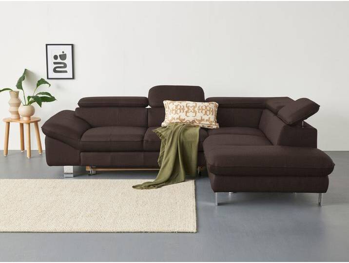 Ecksofa COTTA Driver L-Form , braun (espresso), B:268cm H:73cm T:214cm, Kunstleder SOFTLUX, LEDER BEEFY (ein abgedecktes Spalt-Rindsleder) im Sitz und Rücken (Korpus in Kunstleder), Luxus-Kunstleder, NaturLEDER (echtes Rindsleder) im Sitz und Rücken (Rückseite mit Spannstoff bezogen), Sofas, mit Kopfteilverstellung, wahlweise mit Bettfunktion & Bettkasten, Topseller von Cotta