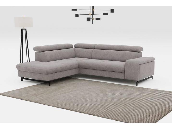 Ecksofa COTTA Emma L-Form , grau (stone), B:262cm H:97cm T:215cm, Sofas, mit Kopfteilverstellung, wahlweise mit Bettfunktion & Bettkasten von Cotta