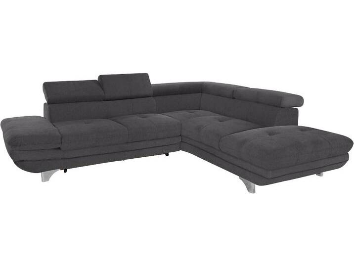 Ecksofa COTTA Enterprise L-Form , grau, B:273cm H:72cm T:237cm, Struktur (100% Polyester ), Chenille (90% Polyester; 10% Polyamid ), Sofas, mit Arm- & Kopfteilverstellung, wahlweise mit Bettfunktion von Cotta