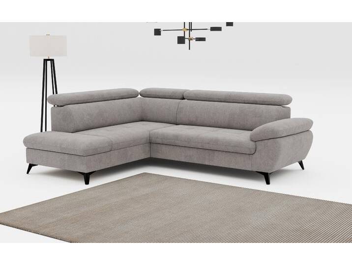 Ecksofa COTTA Hudson L-Form , grau (stone), B:256cm T:207cm, Sofas, mit Kopfteilverstellung, wahlweise mit Bettfunktion & Bettkasten von Cotta