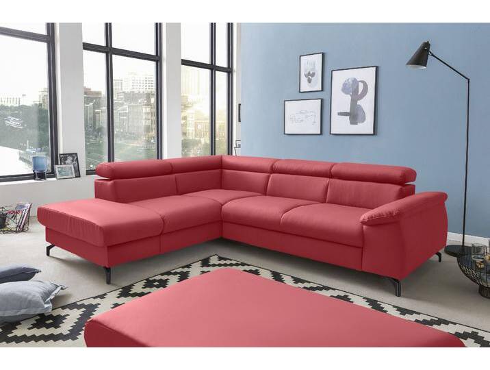 Ecksofa COTTA Kitty L-Form, B: 249 cm , rot, B:249cm H:72cm T:207cm, Microfaser (100% Polyester);Flachgewebe (100% Polyester), Sofas, mit Kopfteilverstellung, optional Bettfunktion & Bettkasten von Cotta
