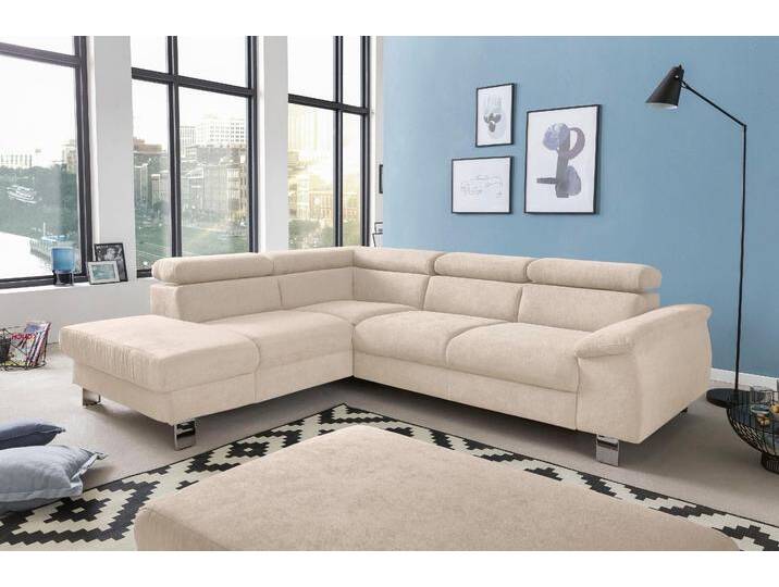 Ecksofa COTTA Komaris L-Form, B: 249 cm , beige, B:249cm H:72cm T:100cm, Microfaser PRIMABELLE (100% Polyester);Kunstleder SOFTLUX;Feinstruktur (100% Polyester);Kunstleder SOFTLUX/Struktur (100% Polyester);NaturLEDER, Sofas, mit Kopfteilverstellung, optional Bettfunktion, Bettkasten & Licht von Cotta