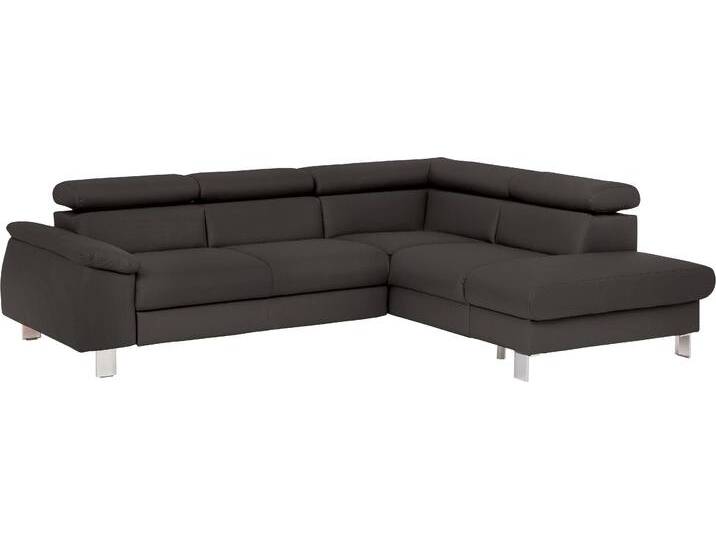 Ecksofa COTTA Komaris L-Form mit Kopfteilverstellung , braun, B:249cm H:72cm, Microfaser PRIMABELLE (100% Polyester), Kunstleder SOFTLUX, Feinstruktur (100% Polyester), Kunstleder SOFTLUX/Struktur (100% Polyester), NaturLEDER, Sofas, wahlweise mit Bettfunktion, Bettkasten & Beleuchtung von Cotta