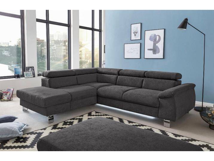Ecksofa COTTA Komaris L-Form, B: 249 cm , braun (mud), B:249cm H:72cm T:100cm, Microfaser PRIMABELLE (100% Polyester);Kunstleder SOFTLUX;Feinstruktur (100% Polyester);Kunstleder SOFTLUX/Struktur (100% Polyester);NaturLEDER, Sofas, mit Kopfteilverstellung, optional Bettfunktion, Bettkasten & Licht von Cotta