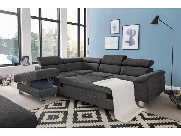 Ecksofa, Braun, 249x100 cm, Microfaser & Kunstleder, Mit Bettfunktion & Kopfteilverstellung, Modern, Cotta von Cotta
