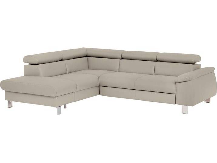 Ecksofa COTTA Komaris L-Form, B: 249 cm , grau, B:249cm H:72cm, Microfaser PRIMABELLE (100% Polyester);Kunstleder SOFTLUX;Feinstruktur (100% Polyester);Kunstleder SOFTLUX/Struktur (100% Polyester);NaturLEDER, Sofas, mit Kopfteilverstellung, optional Bettfunktion, Bettkasten & Licht von Cotta