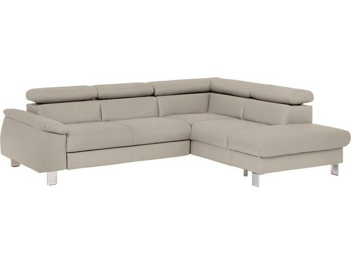 Ecksofa COTTA Komaris L-Form, B: 249 cm , grau, B:249cm H:72cm, Microfaser PRIMABELLE (100% Polyester);Kunstleder SOFTLUX;Feinstruktur (100% Polyester);Kunstleder SOFTLUX/Struktur (100% Polyester);NaturLEDER, Sofas, mit Kopfteilverstellung, optional Bettfunktion, Bettkasten & Licht von Cotta