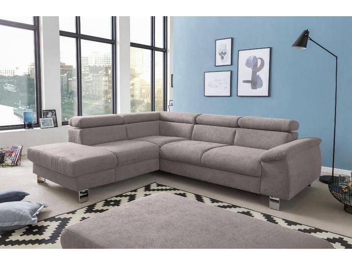 Ecksofa COTTA Komaris L-Form, B: 249 cm , grau, B:249cm H:72cm T:100cm, Microfaser PRIMABELLE (100% Polyester);Kunstleder SOFTLUX;Feinstruktur (100% Polyester);Kunstleder SOFTLUX/Struktur (100% Polyester);NaturLEDER, Sofas, mit Kopfteilverstellung, optional Bettfunktion, Bettkasten & Licht von Cotta