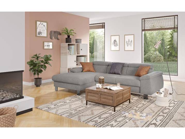 Ecksofa COTTA Komaris L-Form mit Kopfteilverstellung , grau (elephant), B:244cm H:72cm T:166cm, 94% POLYESTER (PES) 6%POLYAMID (PA), Sofas, wahlweise mit Bettfunktion, Bettkasten & Beleuchtung, Topseller von Cotta