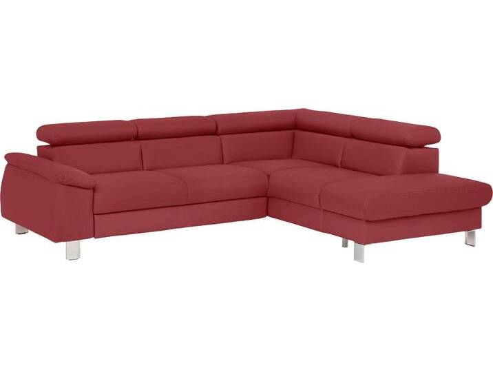 Ecksofa COTTA Komaris L-Form, B: 249 cm , rot, B:249cm H:72cm, Microfaser PRIMABELLE (100% Polyester);Kunstleder SOFTLUX;Feinstruktur (100% Polyester);Kunstleder SOFTLUX/Struktur (100% Polyester);NaturLEDER, Sofas, mit Kopfteilverstellung, optional Bettfunktion, Bettkasten & Licht von Cotta