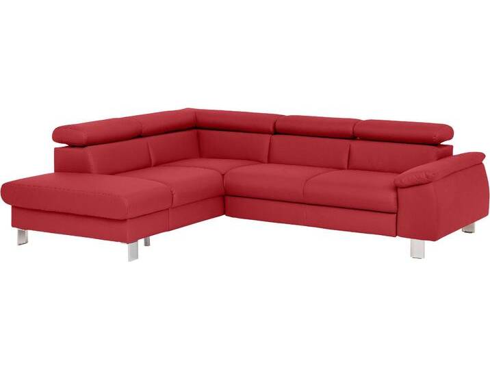 Ecksofa COTTA Komaris L-Form mit Kopfteilverstellung , rot, B:249cm H:72cm T:100cm, Microfaser PRIMABELLE (100% Polyester), Kunstleder SOFTLUX, Feinstruktur (100% Polyester), Kunstleder SOFTLUX/Struktur (100% Polyester), NaturLEDER, Sofas, wahlweise mit Bettfunktion, Bettkasten & Beleuchtung von Cotta