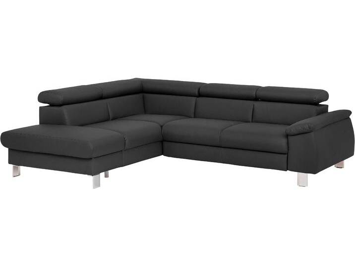 Ecksofa COTTA Komaris L-Form mit Kopfteilverstellung , schwarz, B:249cm H:72cm T:100cm, Microfaser PRIMABELLE (100% Polyester), Kunstleder SOFTLUX, Feinstruktur (100% Polyester), Kunstleder SOFTLUX/Struktur (100% Polyester), NaturLEDER, Sofas, wahlweise mit Bettfunktion, Bettkasten & Beleuchtung von Cotta
