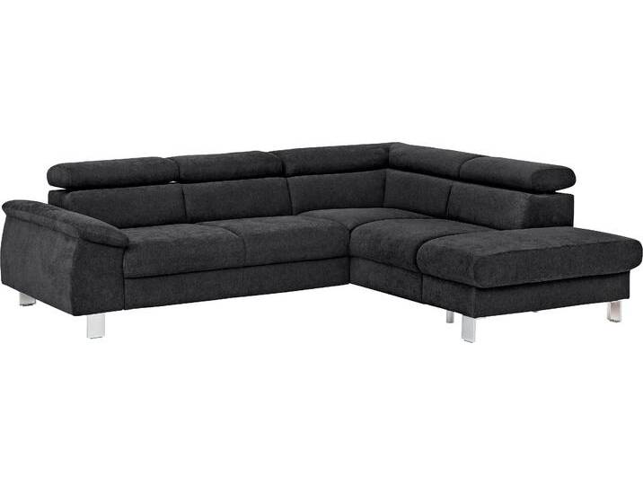 Ecksofa COTTA Komaris L-Form mit Kopfteilverstellung , schwarz, B:249cm H:72cm T:100cm, Microfaser PRIMABELLE (100% Polyester), Kunstleder SOFTLUX, Feinstruktur (100% Polyester), Kunstleder SOFTLUX/Struktur (100% Polyester), NaturLEDER, Sofas, wahlweise mit Bettfunktion, Bettkasten & Beleuchtung von Cotta