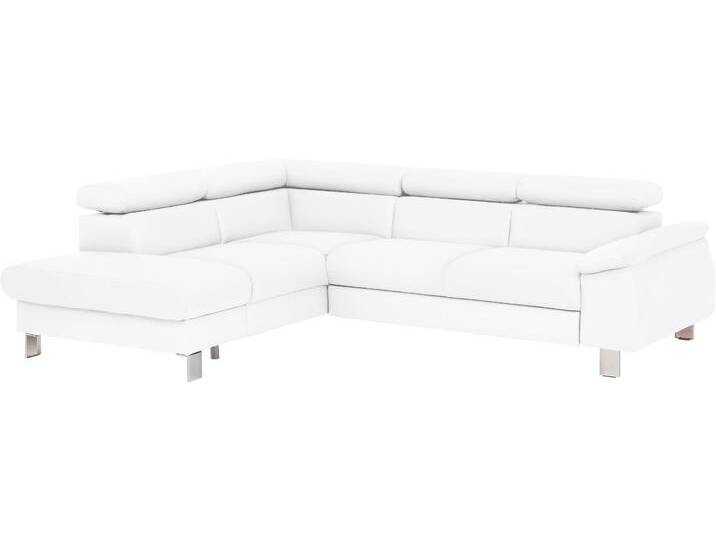 Ecksofa COTTA Komaris L-Form mit Kopfteilverstellung , weiß, B:249cm H:72cm, Microfaser PRIMABELLE (100% Polyester), Kunstleder SOFTLUX, Feinstruktur (100% Polyester), Kunstleder SOFTLUX/Struktur (100% Polyester), NaturLEDER, Sofas, wahlweise mit Bettfunktion, Bettkasten & Beleuchtung von Cotta