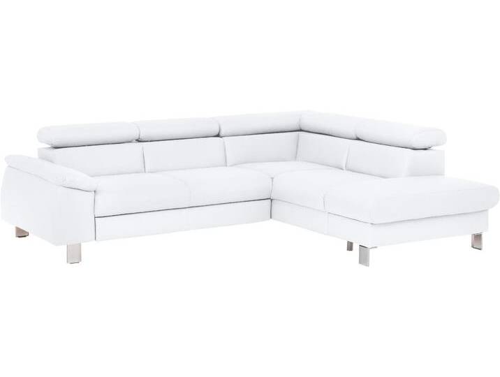 Ecksofa COTTA Komaris L-Form mit Kopfteilverstellung , weiß, B:249cm H:72cm T:100cm, Microfaser PRIMABELLE (100% Polyester), Kunstleder SOFTLUX, Feinstruktur (100% Polyester), Kunstleder SOFTLUX/Struktur (100% Polyester), NaturLEDER, Sofas, wahlweise mit Bettfunktion, Bettkasten & Beleuchtung von Cotta