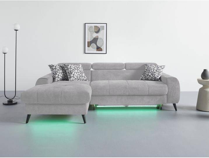 Ecksofa COTTA Mia L-Form mit 3 Zierkissen , grau, B:236cm H:74cm T:164cm, 90% Polyester 10% Polyamid, Sofas, wahlweise mit Bettfunktion, Bettkasten, Beleuchtung & Wireless-Charger Ecksofa COTTA Mia L-Form mit 3 Zierkissen , grau, B:236cm H:74cm T:164cm, 90% Polyester 10% Polyamid, Sofas, wahlweise mit Bettfunktion, Bettkasten, Beleuchtung & Wireless-Charger von Cotta