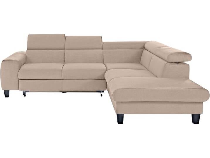 Ecksofa, Microfaser, Beige, 249×207 cm, Mit Bettfunktion & Bettkasten, Landhaus, Cotta von Cotta