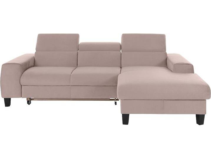 Ecksofa COTTA Morven L-Form mit Kopfteilverstellung , braun (mud), B:244cm H:72cm T:166cm, Microfaser PRIMABELLE (100% Polyester);Flachgewebe (100% Polyester);Samtvelours (100% Polyester), Sofas, Polstermöbel Ecksofa, wahlweise mit Bettfunktion, Bettkasten & Wireless-Charger von Cotta