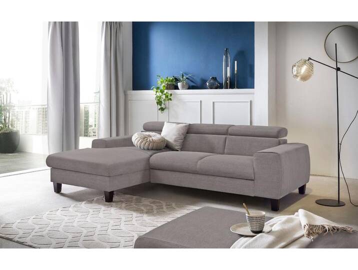 Ecksofa, Microfaser Primalelle, Grau, 244×166 cm, Kopfteilverstellung, Recamiere Links, Cotta von Cotta