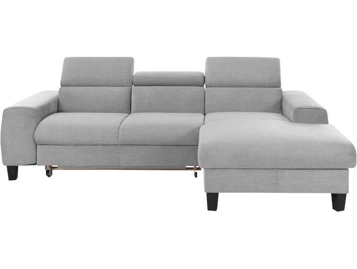 Ecksofa COTTA Morven L-Form mit Kopfteilverstellung , grau (light grau), B:244cm H:72cm T:166cm, Microfaser PRIMABELLE (100% Polyester), Flachgewebe (100% Polyester), Samtvelours (100% Polyester), Sofas, Ecksofa Polstermöbel, wahlweise mit Bettfunktion, Bettkasten & Wireless-Charger von Cotta