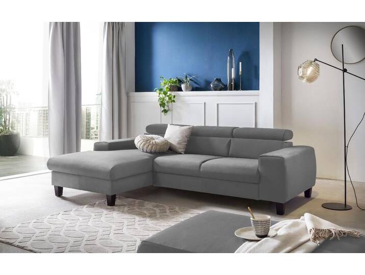 Ecksofa, 244x166 cm, Microfaser, Grau, Mit Bettfunktion & Kopfteilverstellung, Modern, Cotta von Cotta