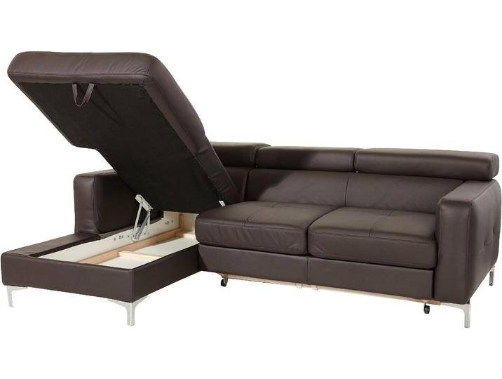 Ecksofa COTTA Sammy L-Form , braun, B:226cm H:92cm T:105cm, Microfaser PRIMABELLE (100% Polyester), NaturLEDER in Sitz und Rücken/Kunstleder im Korpus, NaturLEDER (echtes Rindsleder), Rückseite mit Spannstoff bezogen, Sofas, mit Kopfteilverstellung, wahlweise mit Bettfunktion von Cotta