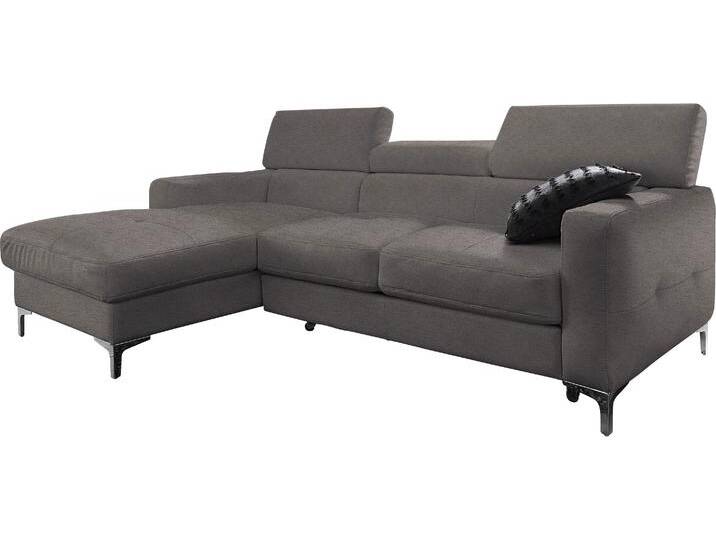 Ecksofa COTTA Sammy L-Form , grau, B:226cm H:92cm T:105cm, Microfaser PRIMABELLE (100% Polyester);NaturLEDER in Sitz und Rücken/Kunstleder im Korpus;NaturLEDER (echtes Rindsleder), Rückseite mit Spannstoff bezogen, Sofas, mit Kopfteilverstellung, wahlweise mit Bettfunktion von Cotta