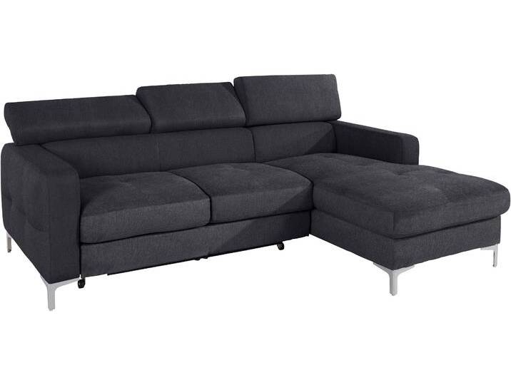 Ecksofa COTTA Sammy L-Form , schwarz, B:226cm H:74cm T:169cm, Struktur (100% Polyester ), Chenille (90% Polyester; 10% Polyamid ), Sofas, mit Kopfteilverstellung, wahlweise mit Bettfunktion & Bettkasten von Cotta