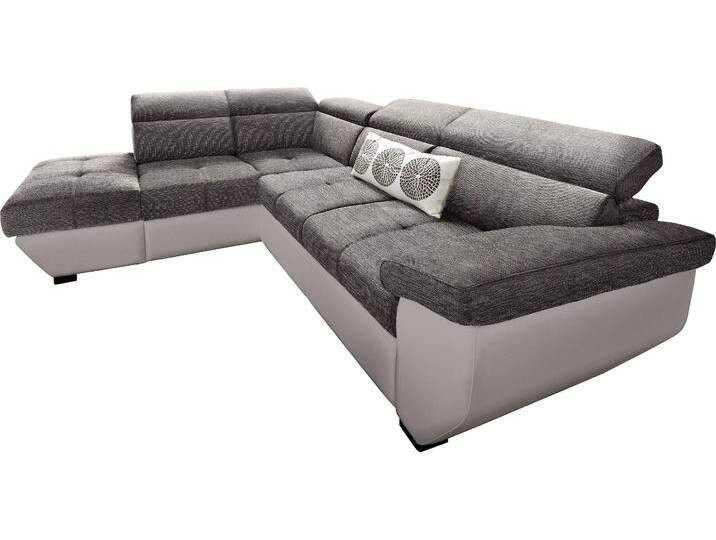 Ecksofa COTTA Speedway L-Form , beige (sand, schoko), B:262cm H:79cm T:102cm, Kunstleder SOFTLUX / Struktur (100% Polyester);Edles Flachgewebe (100% Polyester) / Feine Struktur (100% Polyester);Kunstleder SOFTLUX / Luxus-Microfaser (100% Polyester), Sofas, mit Kopfteilverstellung, wahlweise mit Bettfunktion & Bettkasten von Cotta