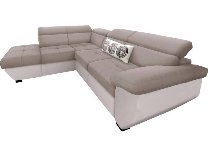Ecksofa COTTA Speedway L-Form , braun (schlamm, schlamm), B:262cm H:79cm T:102cm, Kunstleder SOFTLUX / Struktur (100% Polyester);Edles Flachgewebe (100% Polyester) / Feine Struktur (100% Polyester);Kunstleder SOFTLUX / Luxus-Microfaser (100% Polyester), Sofas, mit Kopfteilverstellung, wahlweise mit Bettfunktion & Bettkasten von Cotta
