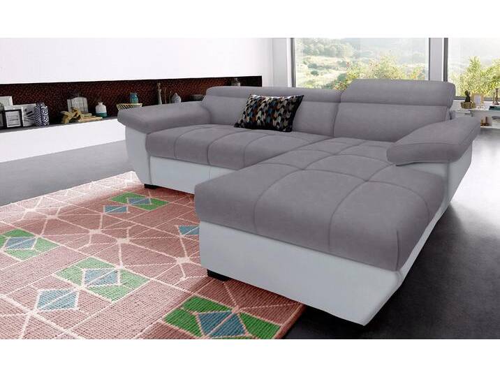 Ecksofa, Polyester, Grau 265×102 cm, Mit Bettfunktion & Kopfteilverstellung, Modern, Cotta von Cotta