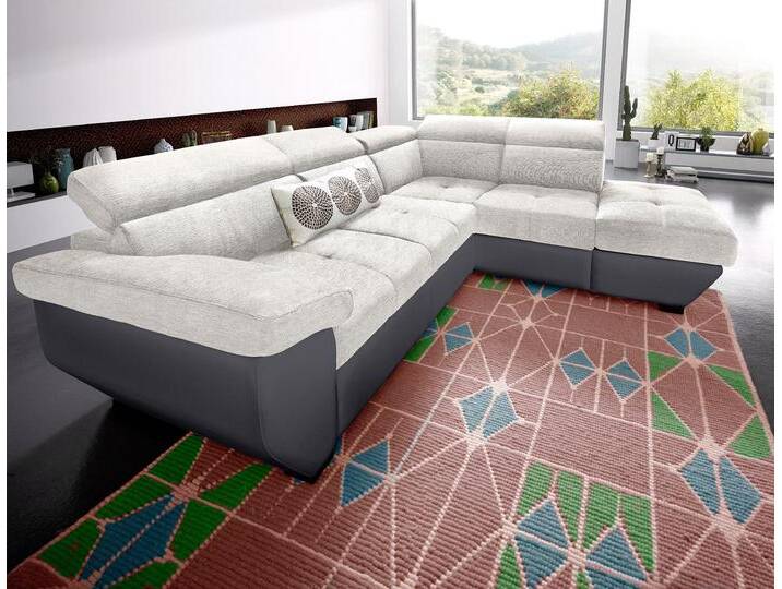 Ecksofa COTTA Speedway L-Form , lila (fango, pearl), B:262cm H:79cm T:102cm, Kunstleder SOFTLUX / Struktur (100% Polyester), Edles Flachgewebe (100% Polyester) / Feine Struktur (100% Polyester), Kunstleder SOFTLUX / Luxus-Microfaser (100% Polyester), Sofas, mit Kopfteilverstellung, wahlweise mit Bettfunktion & Bettkasten von Cotta